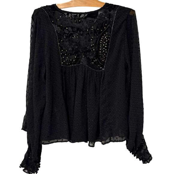 Zara | Bolero Sequin Swiss Dot Jacket Top Sequins FLAW- Size Medium - Picture 10 of 10